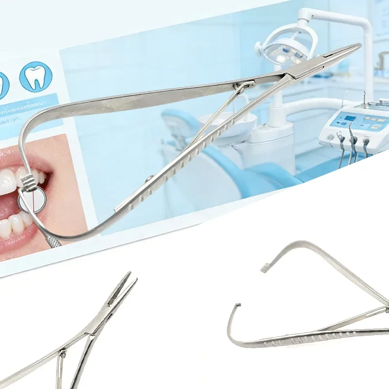 4pcs Dental Ligature Ties Elastic Orthodontic Rings Mathieu Forceps Braces Wire Fixing Instrument