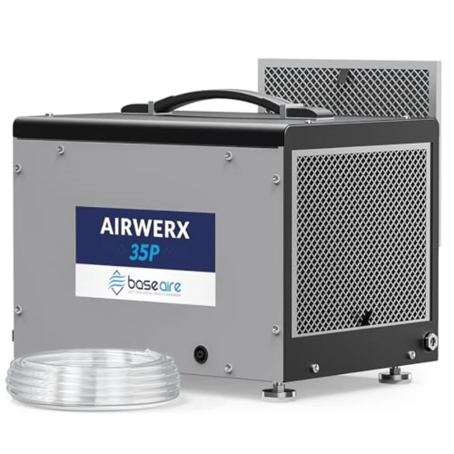 

Осушитель воздуха BaseAire для подвалов с насосом, интеллектуальный осушитель для коммерческих помещений, 70 пинт, компактный, с автоматической разморозкой, Memo