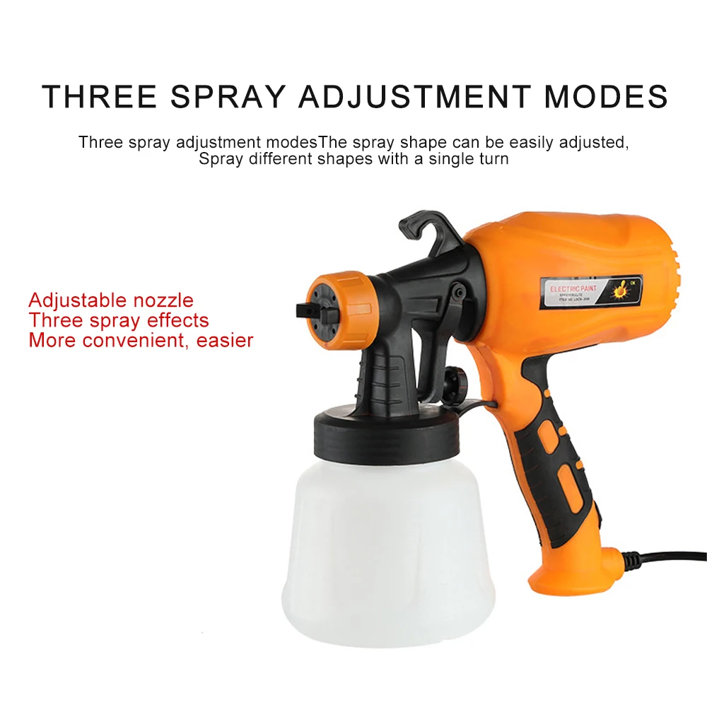 500W Electric Spray Gun 900ml HVLP Household Paint Sprayer Flow Control Easy Spraying Portable Emulsion Paint Spray Gun