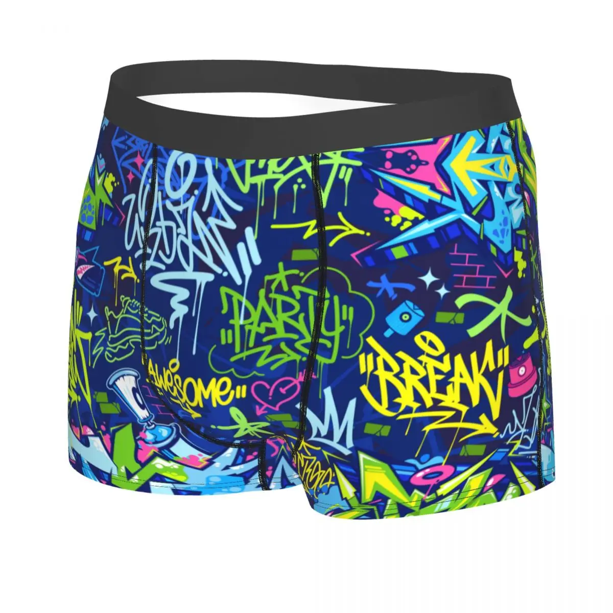 Custom Abstract Urban Style Hiphop Graffiti Street Art Underwear Men Sexy Print Boxer Briefs Shorts Panties Soft Underpants