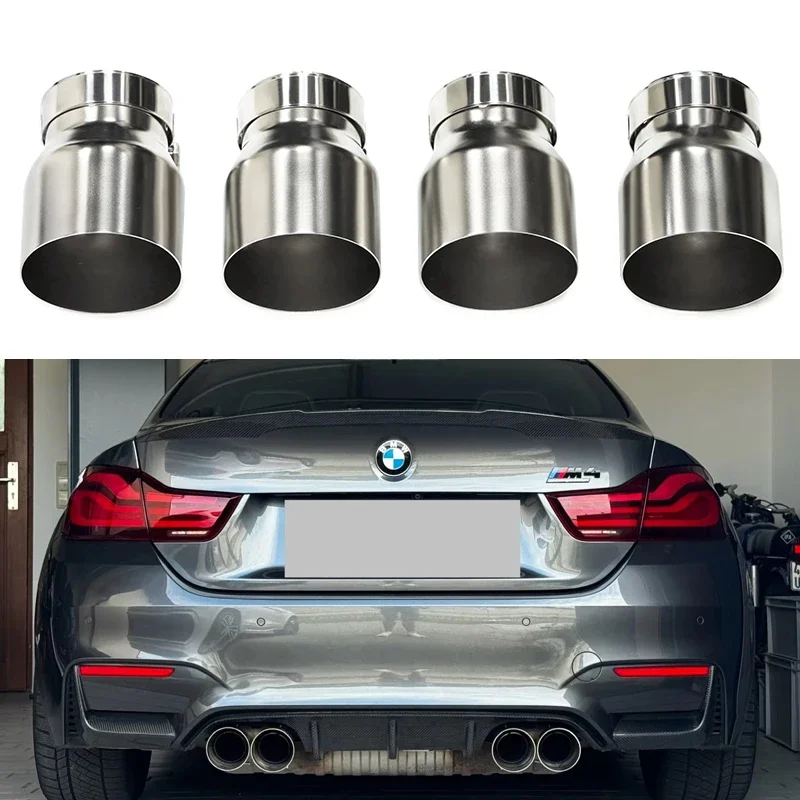 M Logo 4 Pcs Stainless Steel Exhaust Tips For BMW F87 M2 F80 M3 F82 F83 M4 Direct Plug Exhaust Tip Muffler Tip Tailpipe Nozzle