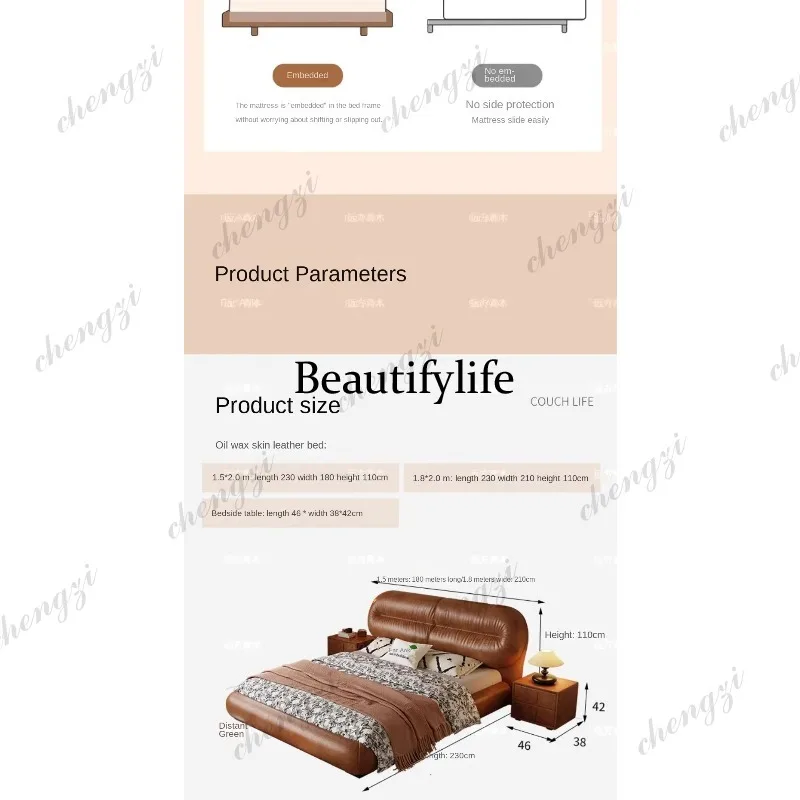 Full Size Double Bed Waterproof Large Europen Floor Luxury Double Bed Platform Wooden Modern Cama Box Solteiro Home
