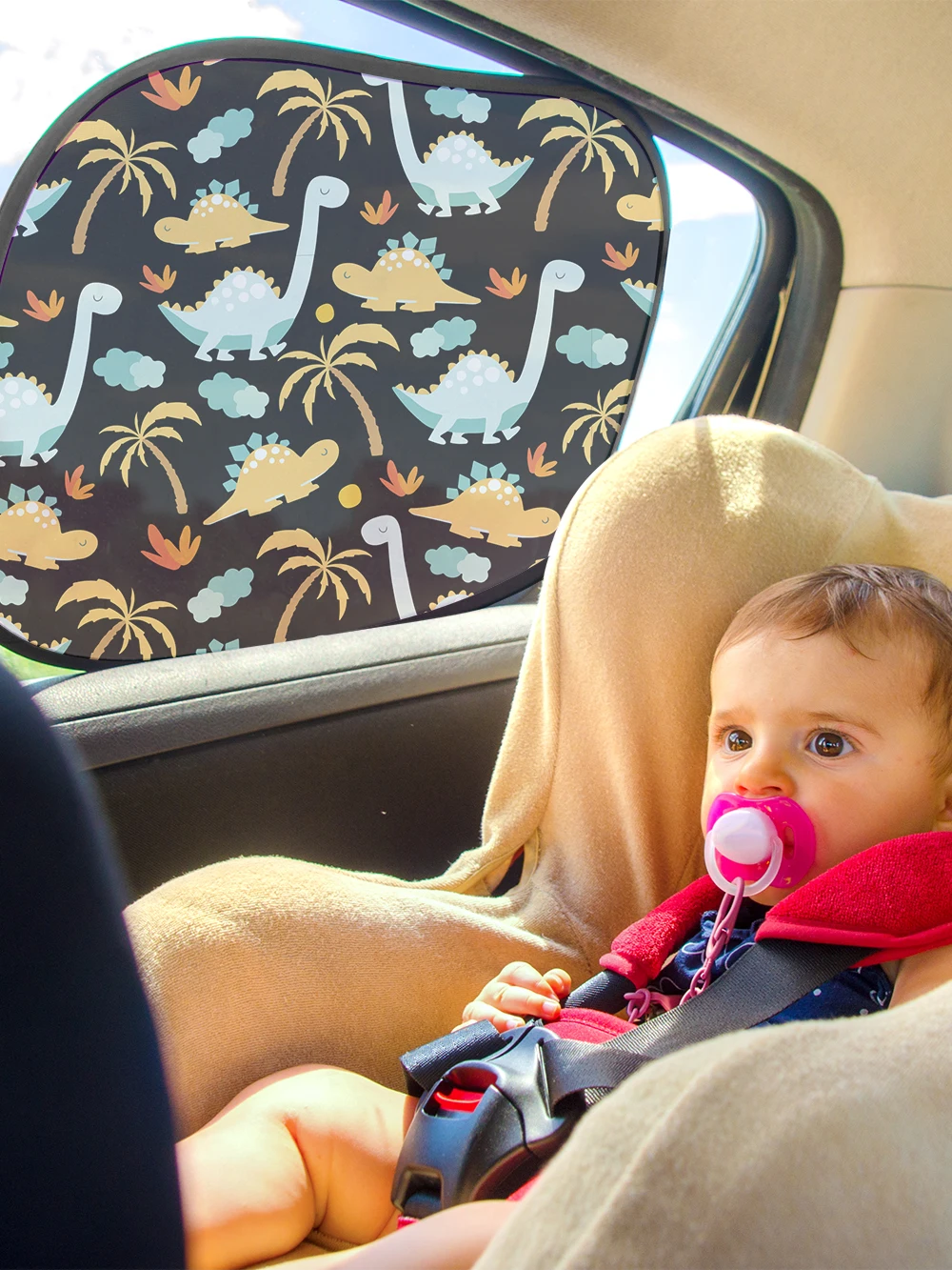 

2PK Cartoon Car Window Sunshade UV Protection PVC Electrostatic Film Side Window Sunshade