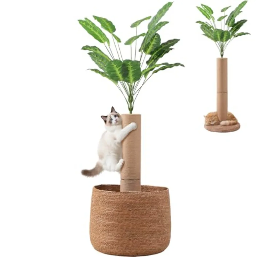 

Когтеточка для кошек высотой 62 дюйма с лежанкой, в виде бананового дерева, для взрослых домашних кошек, современные искусственные растения