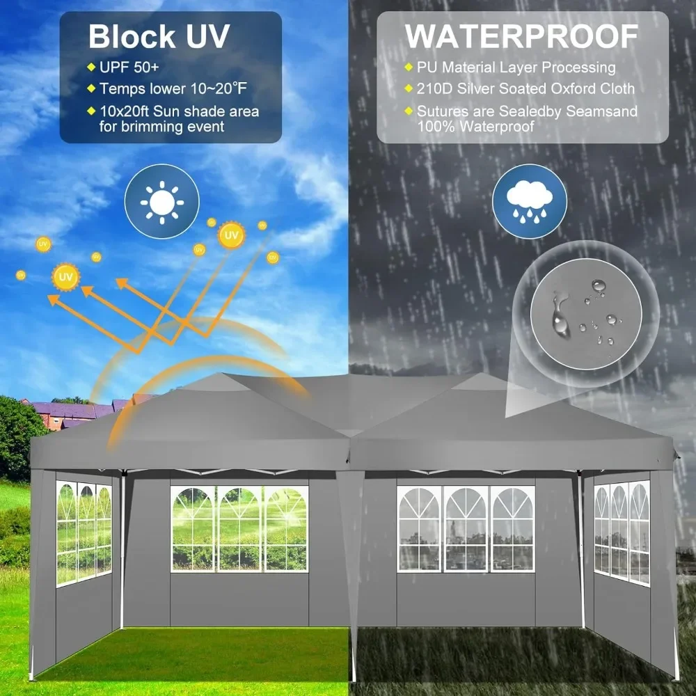 10x20 Pop Up Canopy Event Shelter Shade Przenośny namiot na imprezy Plaża Camping Komercyjna natychmiastowa altana Baldachim ślubny