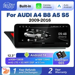 Android 14 8+128 Qualcomm autoradio CarPlay voor Audi A4 B8 A5 8K 2008~2016 MMI multimediaspeler GPS 4G WiFi DSP