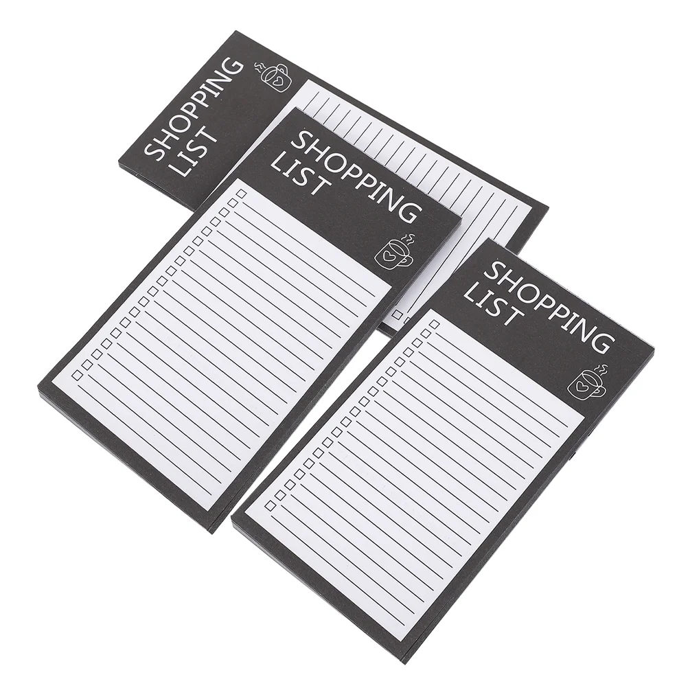 3 Books Shopping List Pad for Fridge Magnetic Notepad Grocery Pads Refrigerator Black Notebook Notepads Office