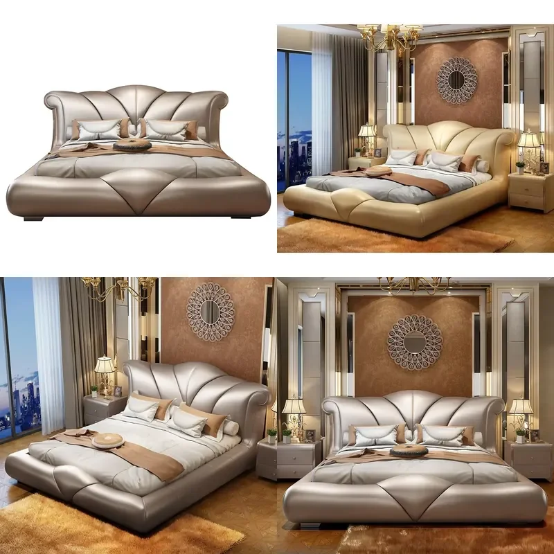 Latest Nordic Designs Double Size Bedroom Furniture Queen Size Beds for