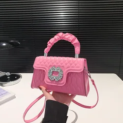 Borsa a mano in pelle PU di alta qualità borsa da donna borsa a tracolla a tracolla in tinta unita Lady Messenger piccola Tote per donna e ragazza