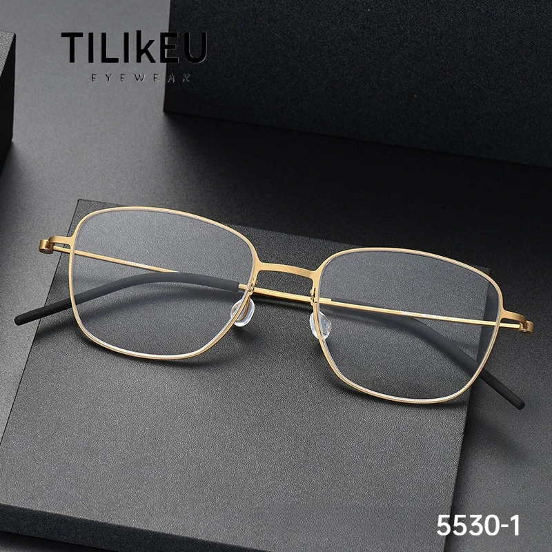 

Denmark Brand Screwless Designer Pure Titanium Eyeglasses Frame Trend Men Women Retro Square Thin-Rim Ultralight Glasses Gafas