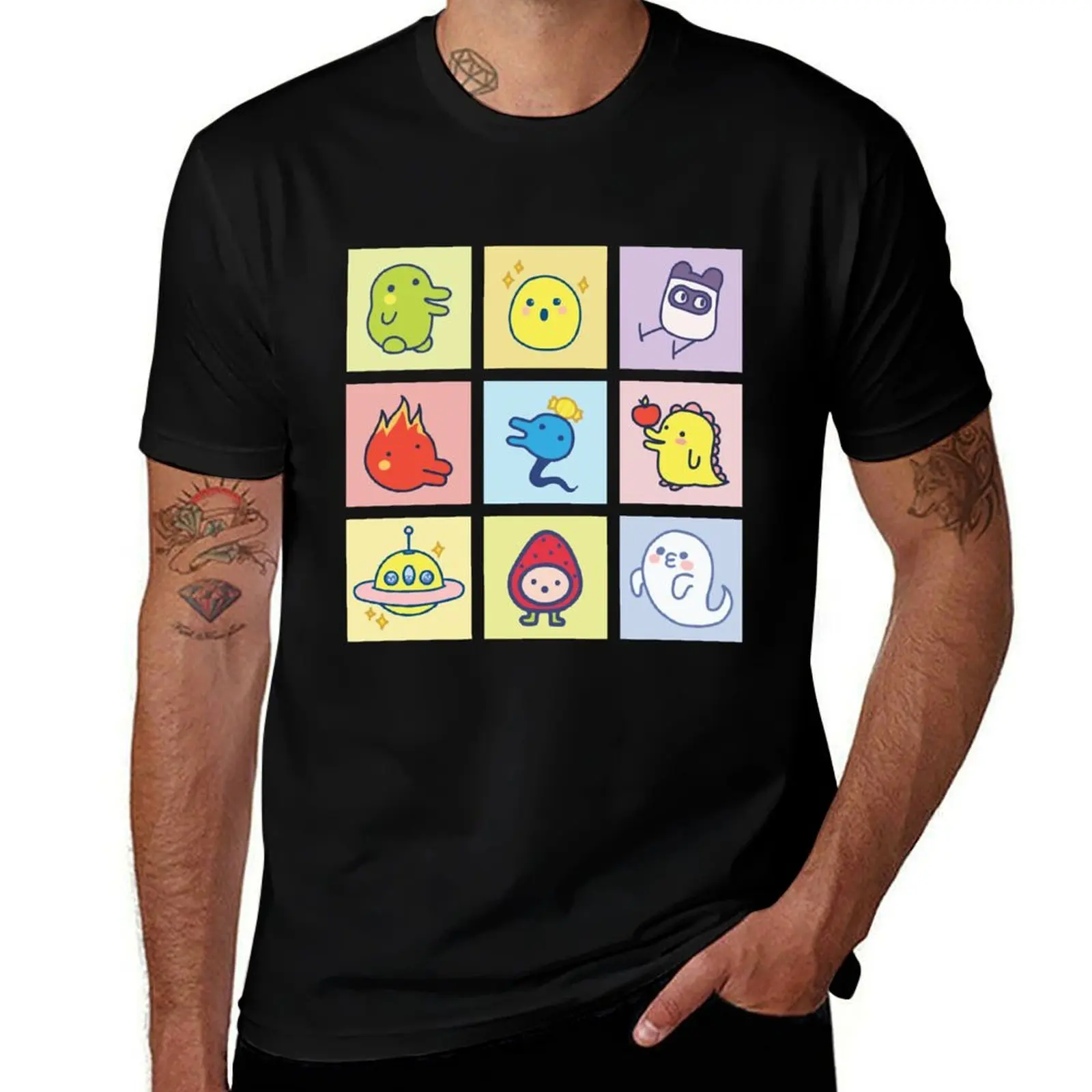 

Tamagotchi Character Collage T-Shirt Vintage Style Printed Top