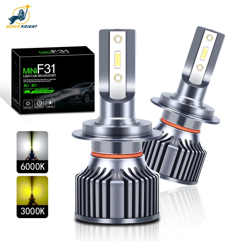 DAWNKNIGHT F31 H7 H4 H1 H11 HB3 9005 Led Headlight Bulb 6000K Mini Size Car Headlamp kit H3 H8 9006 HB4 3000K Led Fog Light 2PCS