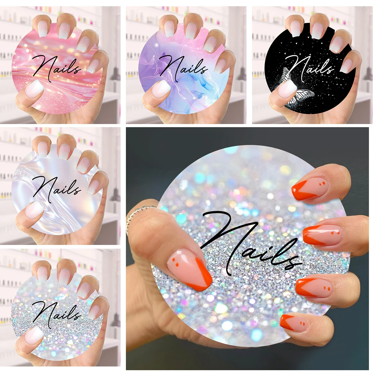 10 Stück Nail-Art-Displaykarten, handgemachte Nagel-Selfie-Discs, Foto-Requisiten, Nailfie-Discs, Nagelstudio-Zubehör, Nageltechniker-Requisiten