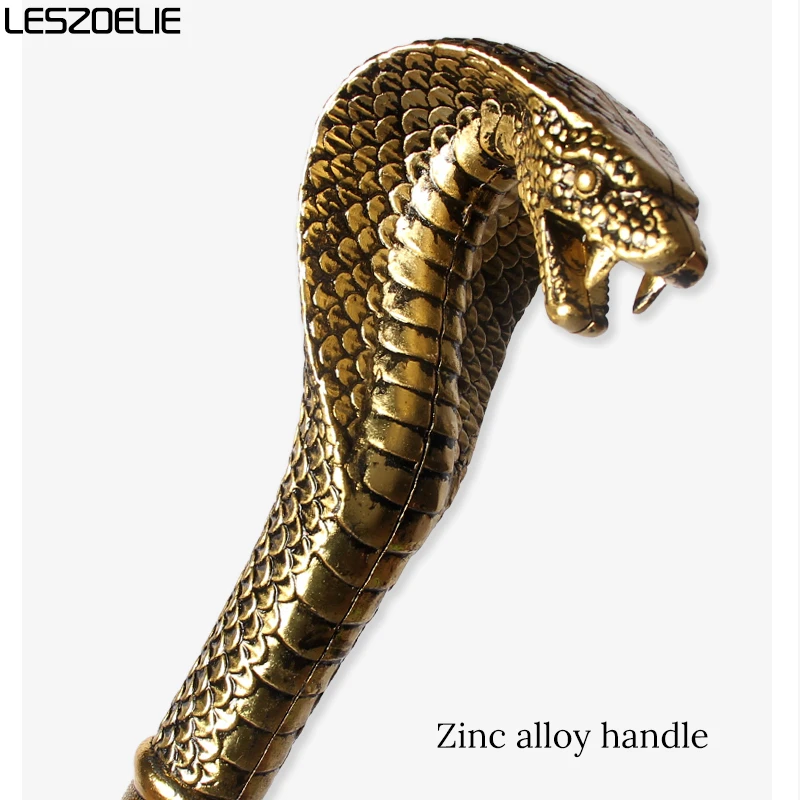 عصا المشي برأس كوبرا باللونين الذهبي والأسود للرجال، عصا زخرفية أنيقة عتيقة للنساء، إكسسوار فاخر للهالوين #4