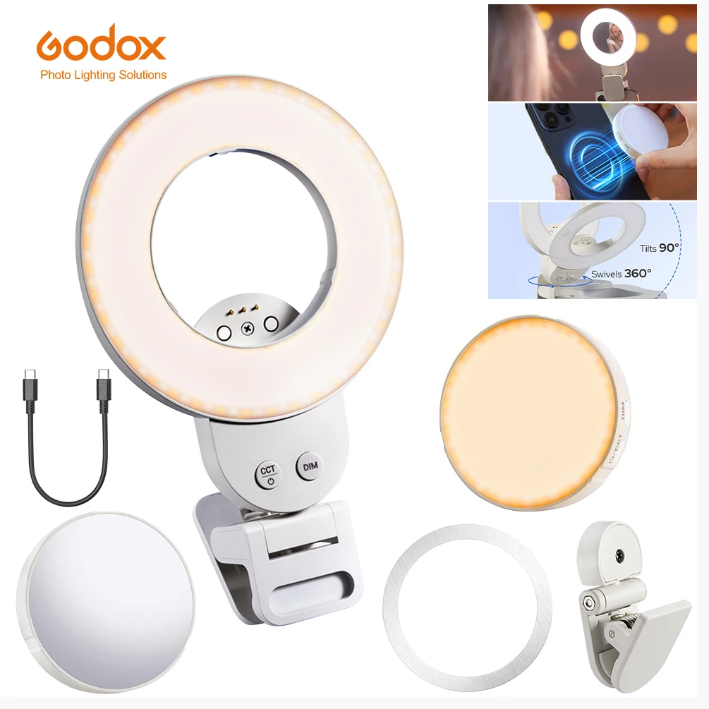 

Светодиодный кольцевой светильник GODOX LR15BI LR30BI для селфи, двухцветный, для телефона