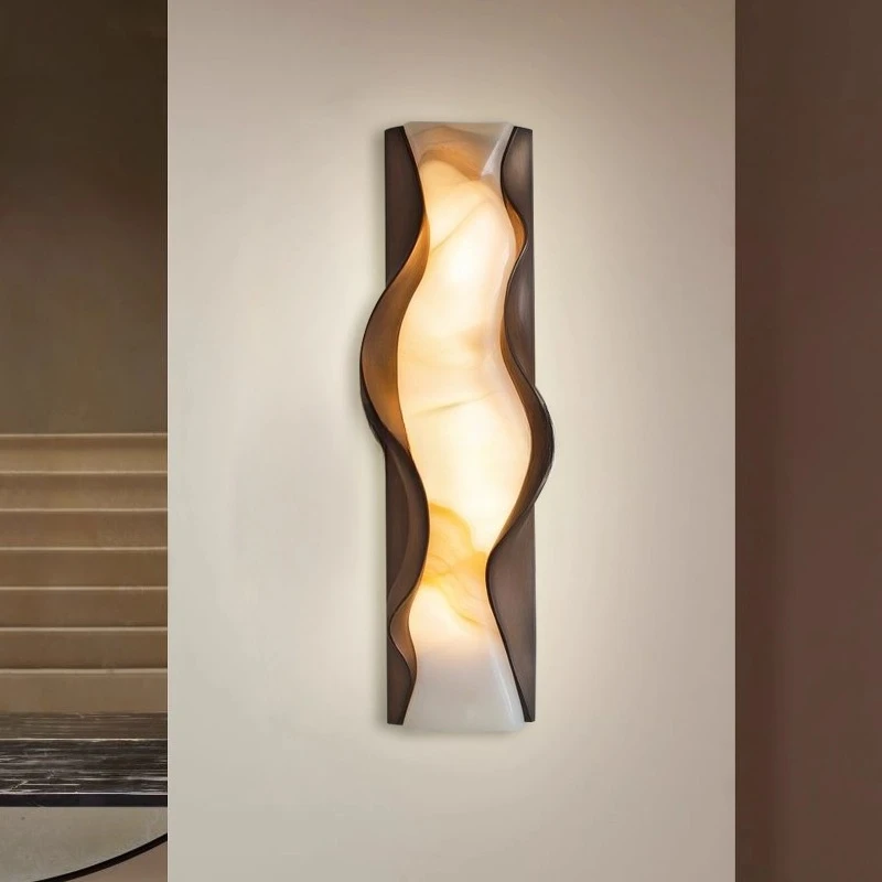 Contemporary Style Spanish Natural Marble Wall Lamp Creative Living Room Model Room Hotel Design Artistic Atmosphere Lighting