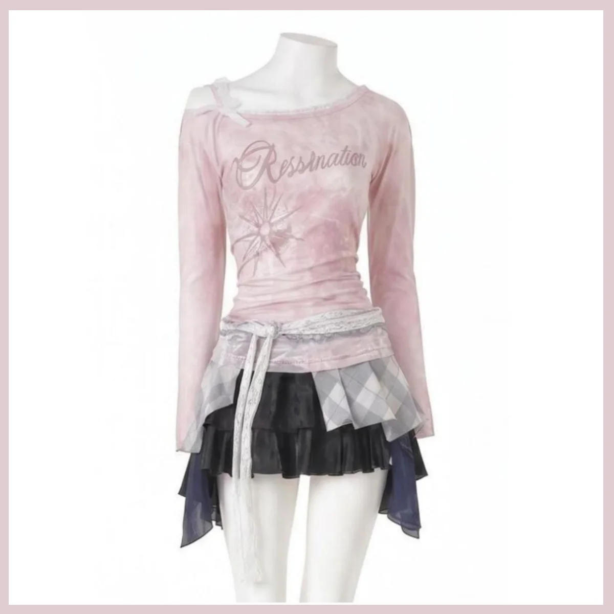 Game Wuthering Waves Denia Cosplay Costume Daily Pink Sloping Shoulders Long Sleeves Skirt Wig Woman Sexy Cute Carnival Suit view 2