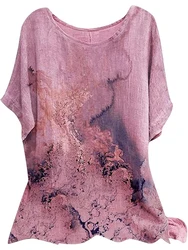 Plus Size T Shirt Tops Summer Women's Short Sleeve Round Neck Floral Printed Loose Tops T Shirt Casual T Shirt Hoodie