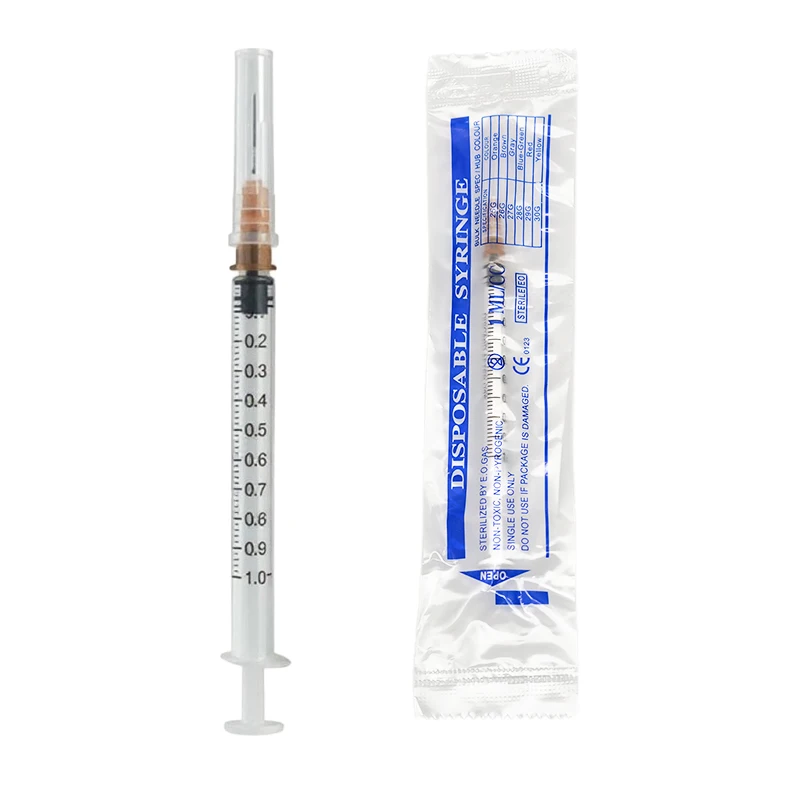 100pcs 1ml/cc Sterile Disposable Syringe With 26G 1/2 inch Needle, Individually Packed for Lab, Industrial Dispensing, Animal