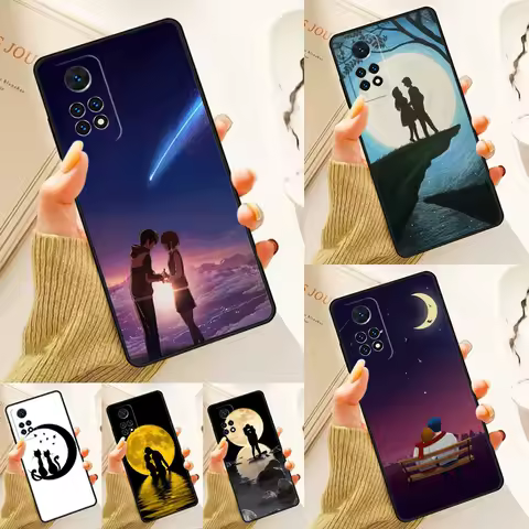 Moon Couple Art Case For Samsung Galaxy S24 Plus S23 S20 S21FE Lite S22 Ultra Note 20 S8 S9 S10 Phone Coque