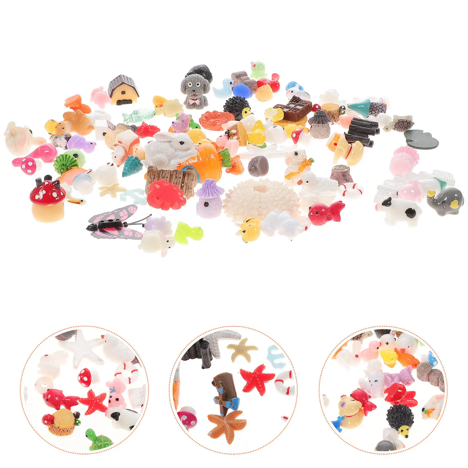 

100 шт. миниатюрных украшений для микроландшафта в бутылках, из смолы, для декора спальни, кабинета и DIY-проектов