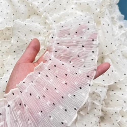 Favourite Beige Chiffon Small Dot Pleated Lace DIY Women's Clothing Skirt Edge Fabric Girl's Dress Collar Cuffs Sewing Material