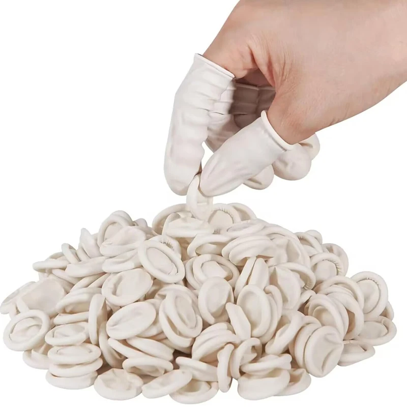 100PCS Disposable Finger Cover Rubber Gloves Non-slip Anti-static Latex Finger Cot Fingertip Protector Thumb Sleeve Glove