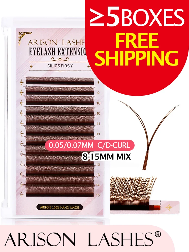 ARagressions-Faux-cils bruns doux YY 0.07 C/D, extension capillaire en forme de Y, individuels, volume préfabriqué, vente en gros