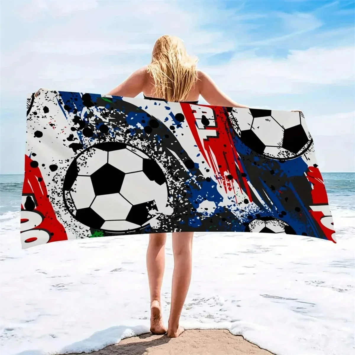 Soccer Party Beach Towel Football  Microfiber Large Size Towel Customized Bath Towels 70X140cm    80X160cm