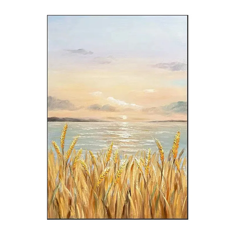 

Pure hand-painted, simple, living room, bedroom, decorative painting, entrance, gold, harvest, wheat ears