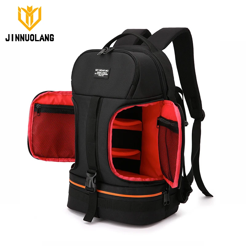 JINNUOLANG Men and Women SLR Camera Backpack Water repellent Traveling Backpack With Two Quik Access Opening Nylon Shoulders Bag