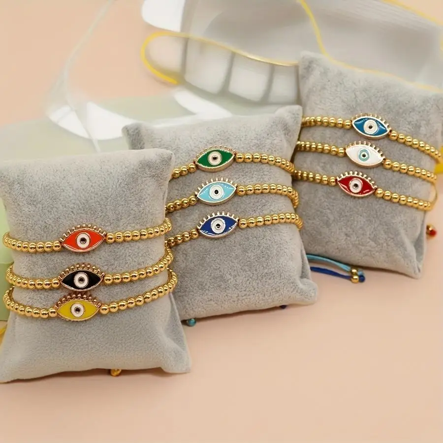 1/5/10/20/50/100pcs Bohemian Eye Decor Beaded Bracelet for Women for Daily Decoration Mixed Color Mini Items Playful Design For