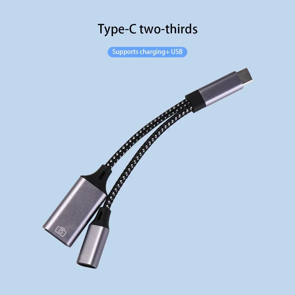 Type C 2 in 1 Type-C To USB a Adapter USB 3.0 Y Splitter USB C OTG Cable Phone Adapter Converter Splitter Data Charging Cable