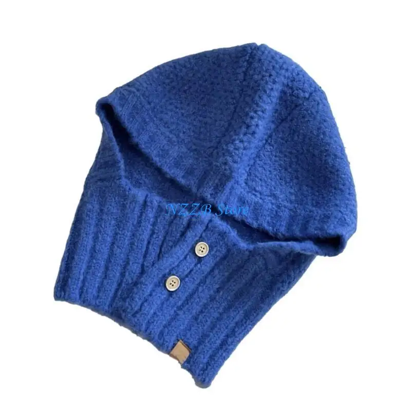 T21F بالاكلافا الملونة للارتداء في الهواء الطلق مع قبعة متماسكة لتدفئة الرقبة في الشتاء #3