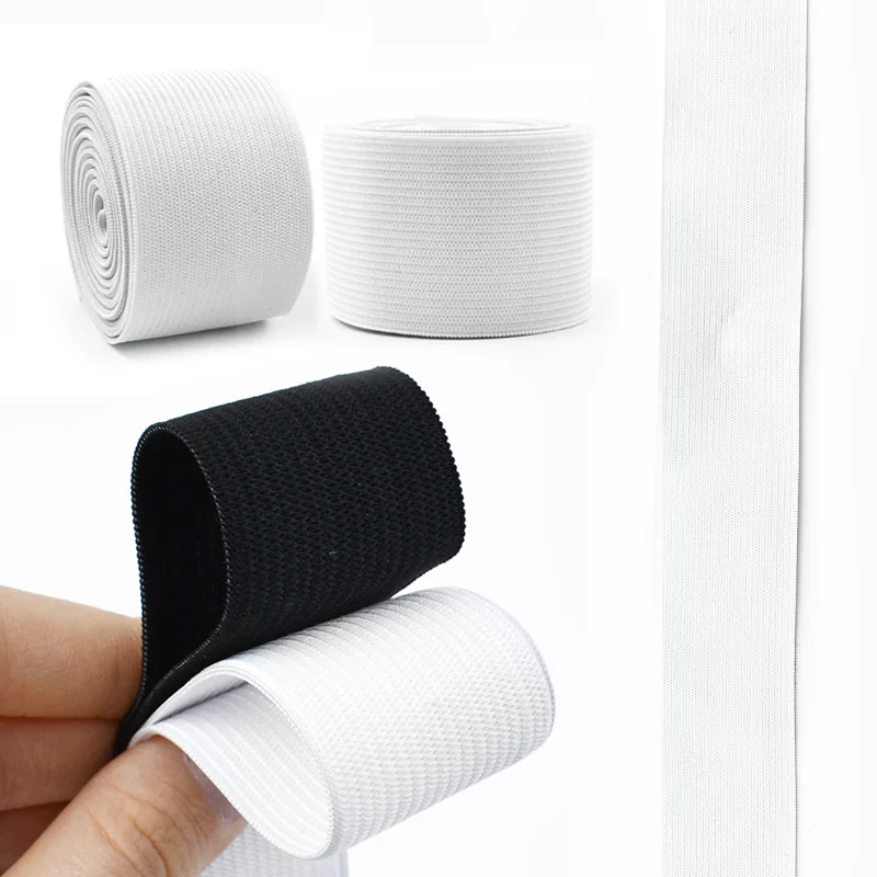 

10Yards 10-40mm Flat Elastic Band Medium Thick Black White high Elasticity Waistband Rubber Bands garment sewing accessories