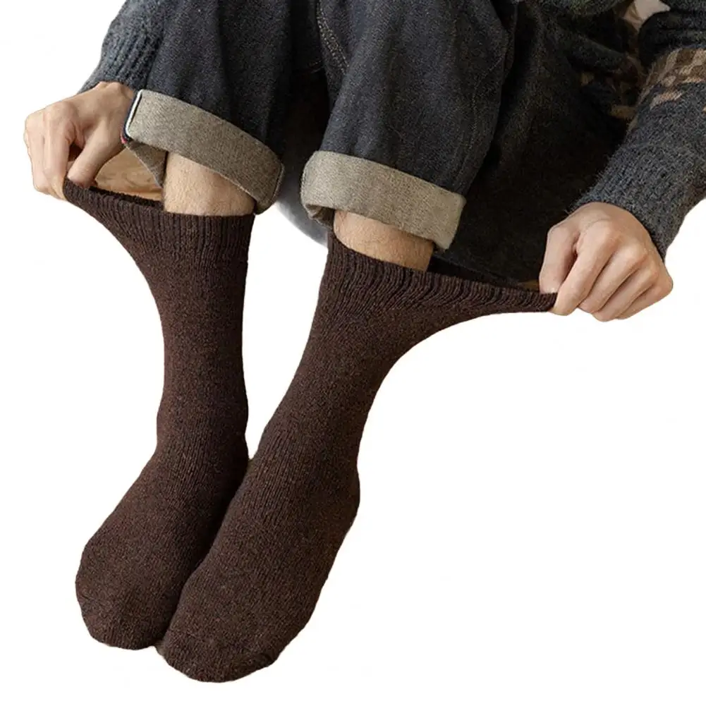 Meias de mistura de lã masculinas, meias grossas de mistura de lã, elásticas, quentes, para bota de inverno, punho elástico, casual, caminhadas, trabalho para uso diário
