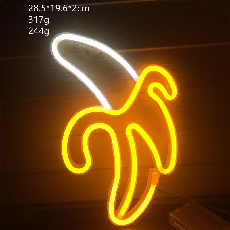 Banana Neon Sign Light LED Hanging Wall Lamp Night Light for Bedroom Kids Room Bar Party Wall Decor Birthday Christmas Gift