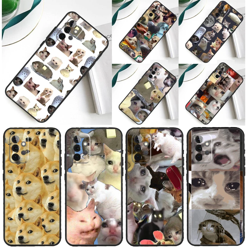 Crying Cat Memes And Dog Case For Samsung Galaxy A54 A34 A24 A14 A12 A22 A32 A42 A52 A72 A52S A51 A71 A13 A53 Cover