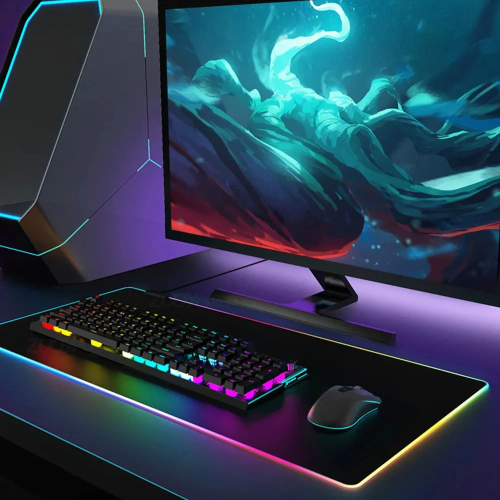 Imagem -02 - Omen-rgb Gaming Mouse Pad Valorant Computador Laptop Mousepad Grande Gamer Anti-slip Led Mesa Mesa 900x400 mm