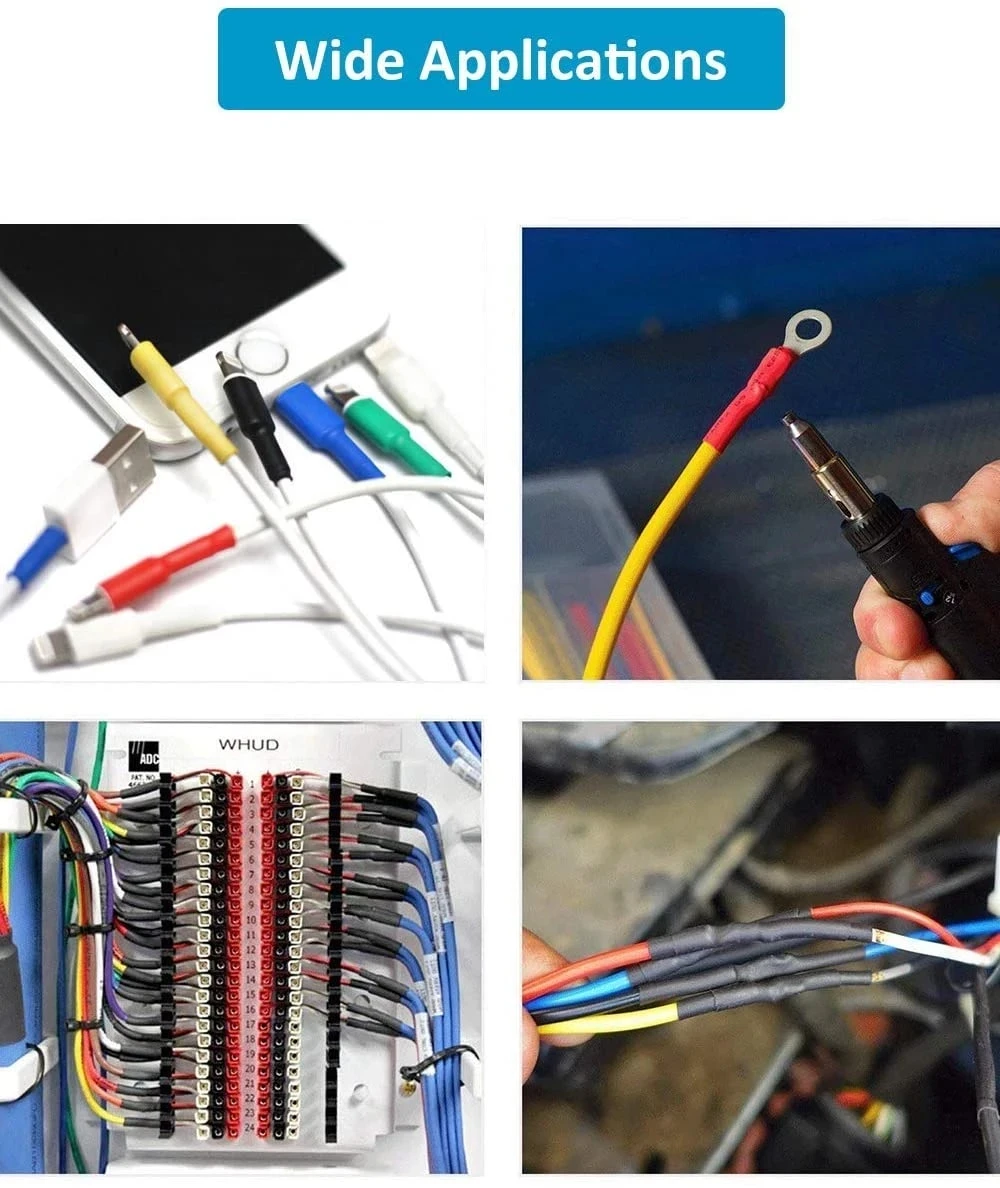 Tubo termorretráctil de 127-800 piezas, Kit de envoltura de tubo termorresistente, Cable de conexión eléctrica, manguito de aislamiento