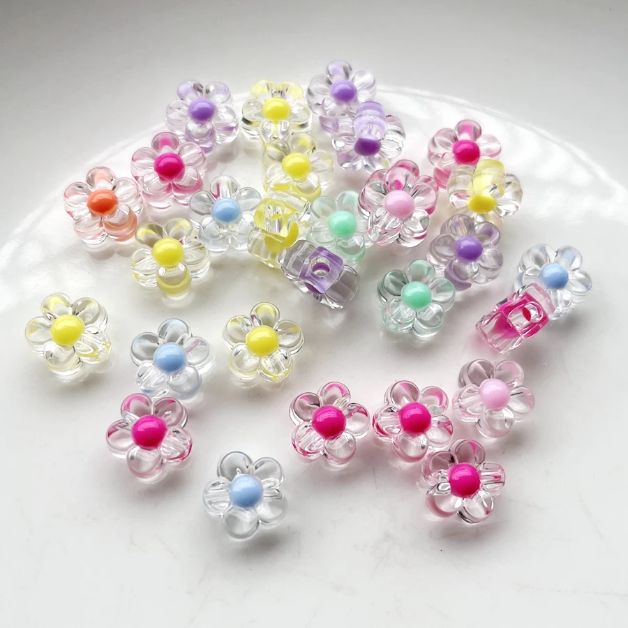 30 Pcs  mixed color crystal flower beads suitable for DIY hair string jewelry decoration bracelet necklace making loose beads