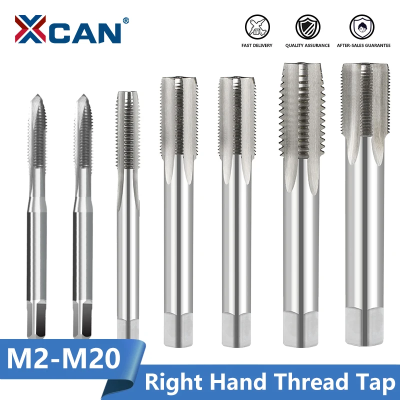 XCAN 1pc Right Hand Thread Tap HSS Machine Plug Tap Metric Screw Tap Drill Thread Tool M2 M3 M4 M6 M7 M8 M10 M12 M14 Hand Tools