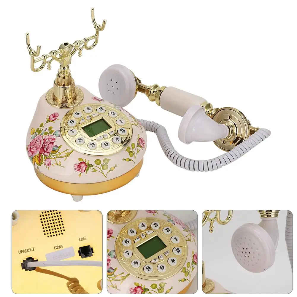 MS9100 Antique Retro Corded Telephone - Vintage Ceramic Landline Desk Phone for Home, for office & Hotel Décor