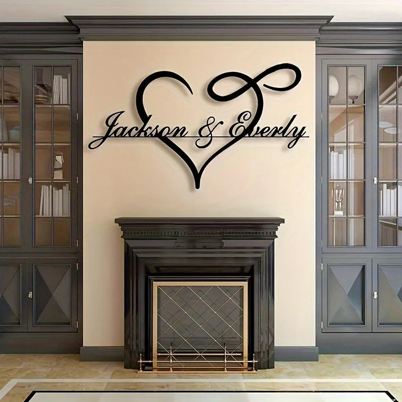 Custom Infinity Heart Metal Wall Art Personalized Heart Sign Decoration Removable No Power Required Perfect Home & Wedding Gift