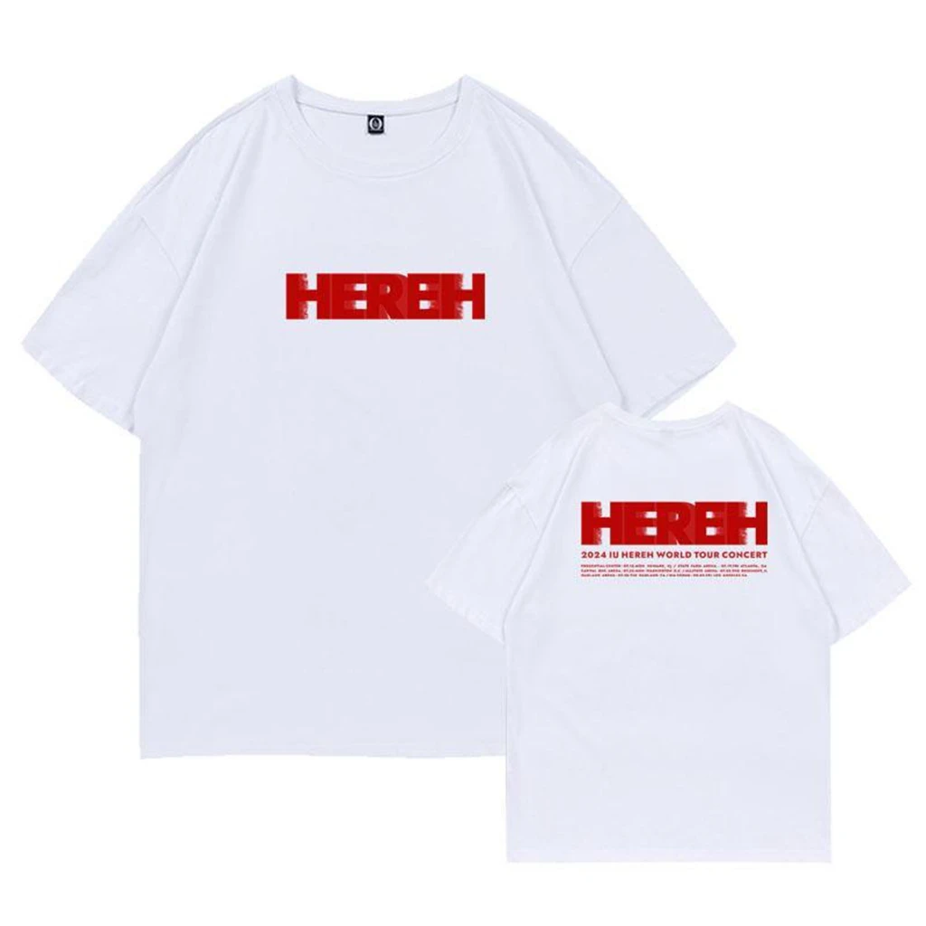 Summer Women's Tops Kpop HEREH Letter Print Cotton T-Shirt Men Women Harajuku Casual Fashion Short Sleeve Clothing