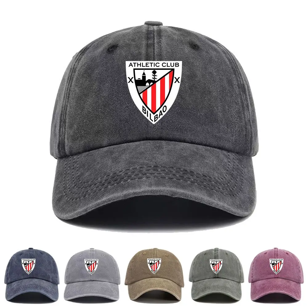 Vintage Washed Baseball Cap Athletic Club Bilbao Print Graphic Unisex Streetwear Casual Trucker Style Summer Cotton Sun Hat