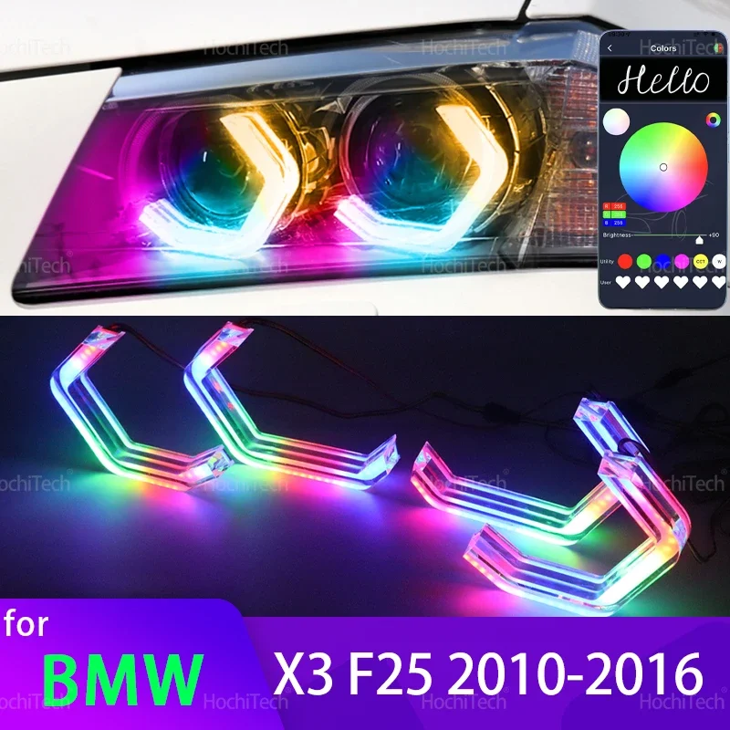 For BMW X3 F25 2010-2016 XDrive25i XDrive30i XDrive18d XDrive20d 30d 35d M4 Style Multi Color RGB LED Angel Eyes Kit Rings