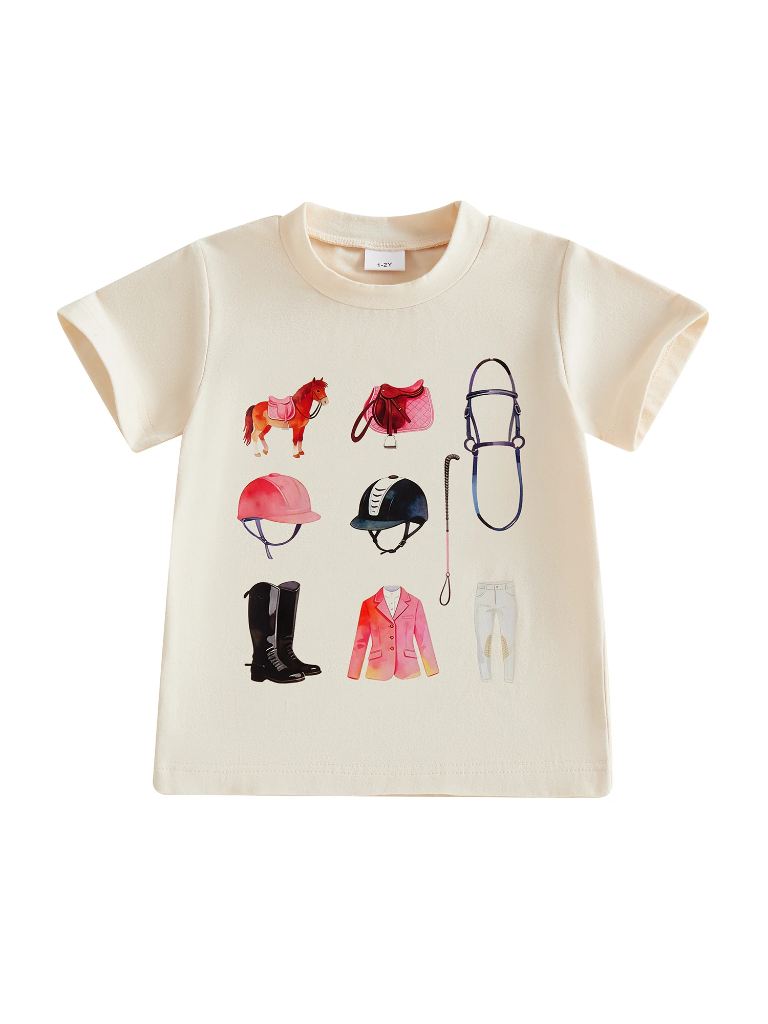 

Детская летняя футболка с короткими рукавами и круглым вырезом для девочек, с принтом единорога, для повседневной носки и игр.