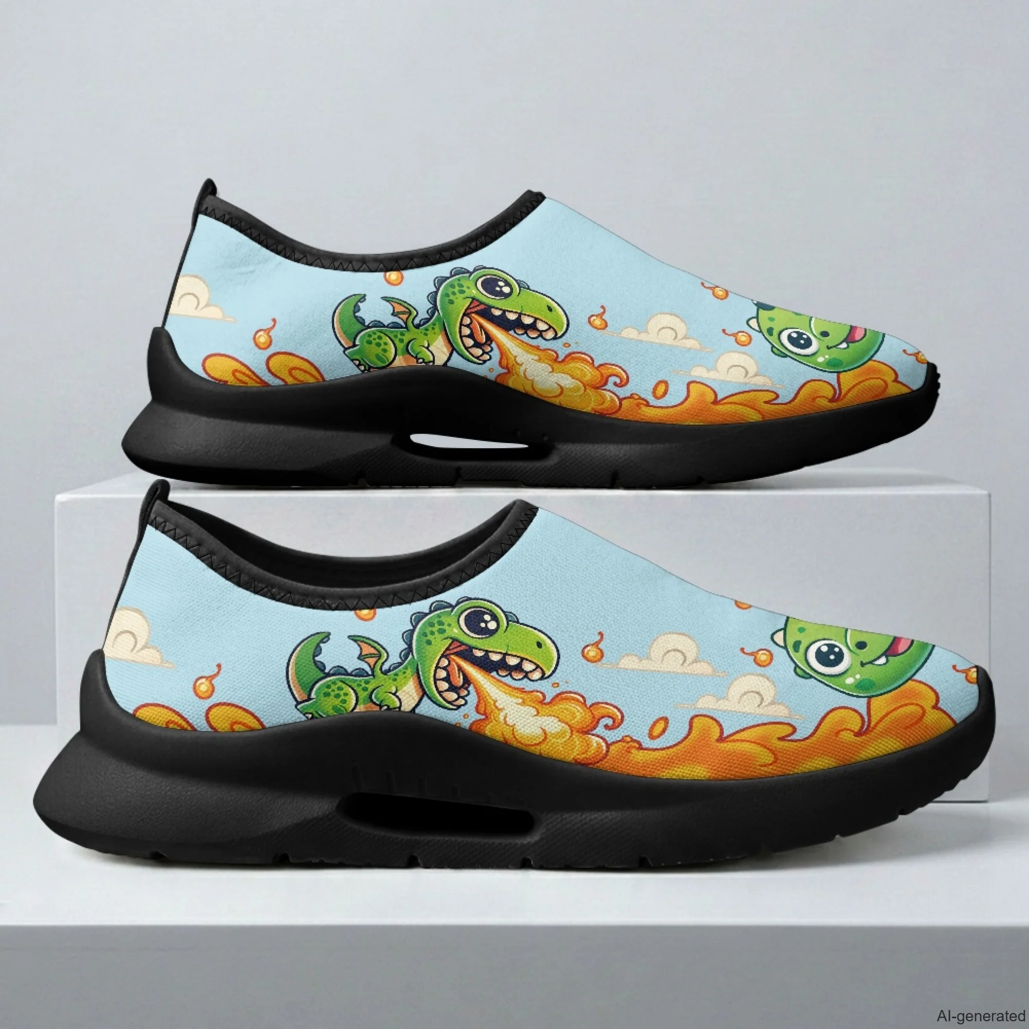 XIXIRIMIDO Mens Casual Shoes Slip On Walking Sneakers Women Gym Workout Shoes Dinosaur Print Breathable Mesh Shoes 35-48