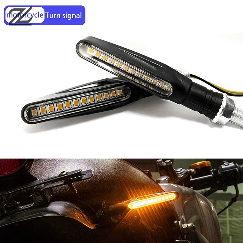 2PCS Universal LED Motorcycle Turn Signal Light 12v IP68 Waterproof Amber Flasher Indicator Blinker Rear Lights Lamp Accessories